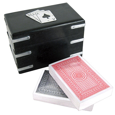 Double Card Box Aluminium & Dark Brown Wood Finish